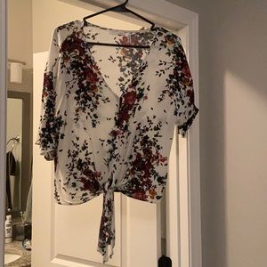 Luq floral tie front blouse